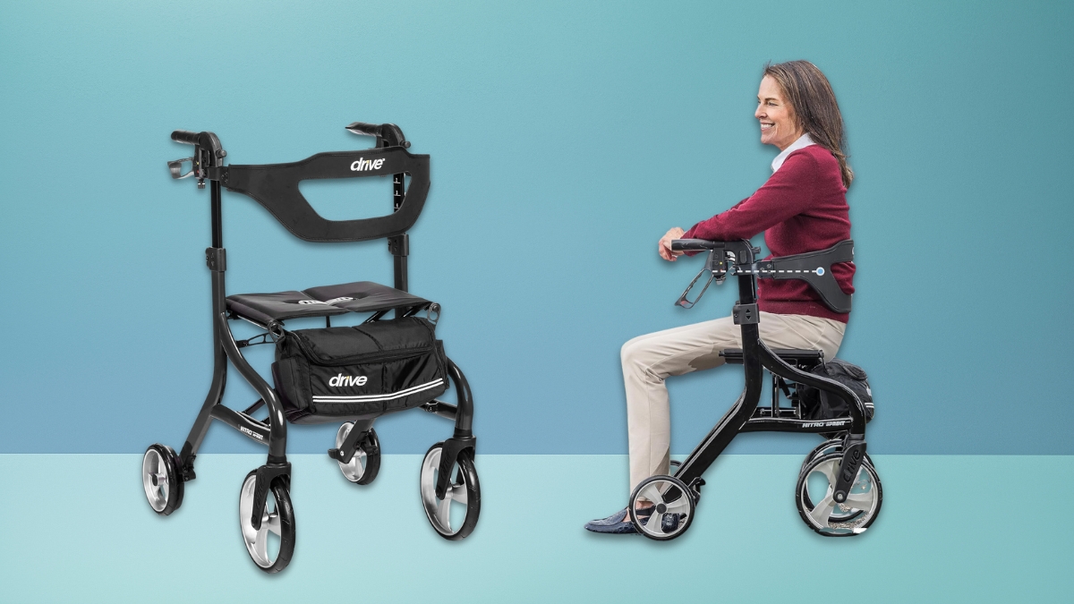 Drive Medical Nitro Sprint Rollator Walker: Lightweight, Foldable, and Easy to Use