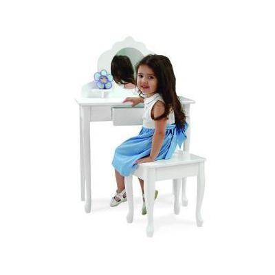 KidKraft Medium Diva Table & Stool White 13009 - Vanity Sets