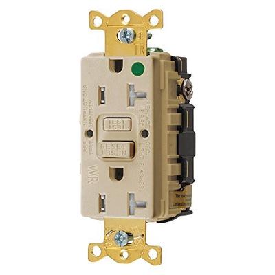 Hubbell GFTWRST83I Gfci Heavy Use Receptacle, 20 Amps, Tamper/Weather Resistant, 5-20R, Decorator, S