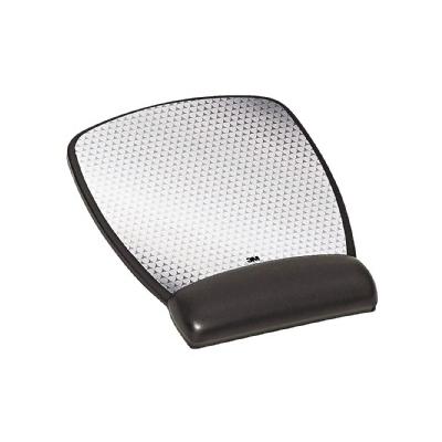 Precise Leatherette Mouse Pad w/Standard Wrist Rest, 6-3/4 x 9-1/8, Black, Silver/Black