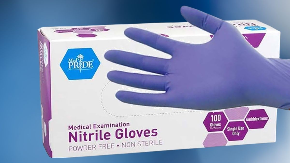 MedPride Powder-Free Nitrile Exam Gloves: Iris Blue Medium Box/100